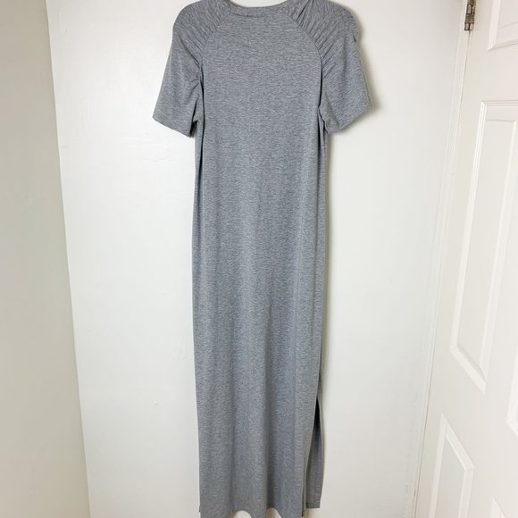 THEORY Shirred Maxi Dress Ranmire Knit Gray Large - Picture 8 of 8
